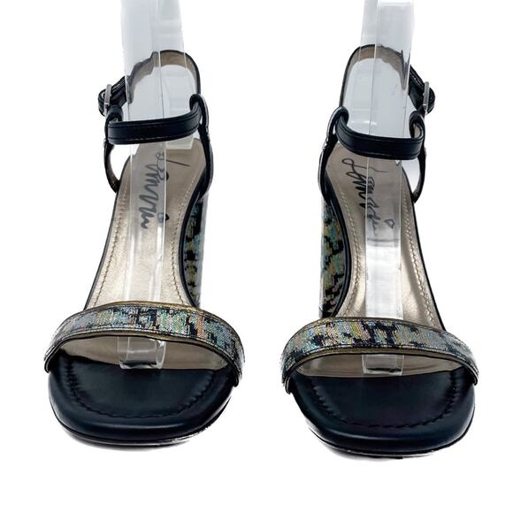 Lanvin Rainbow holographic block heel metallic ankle wrap sandals size 38.5 - Picture 4 of 15